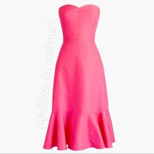 JCREW Strapless Fluted Ruffle Hem Dress Faille 000
